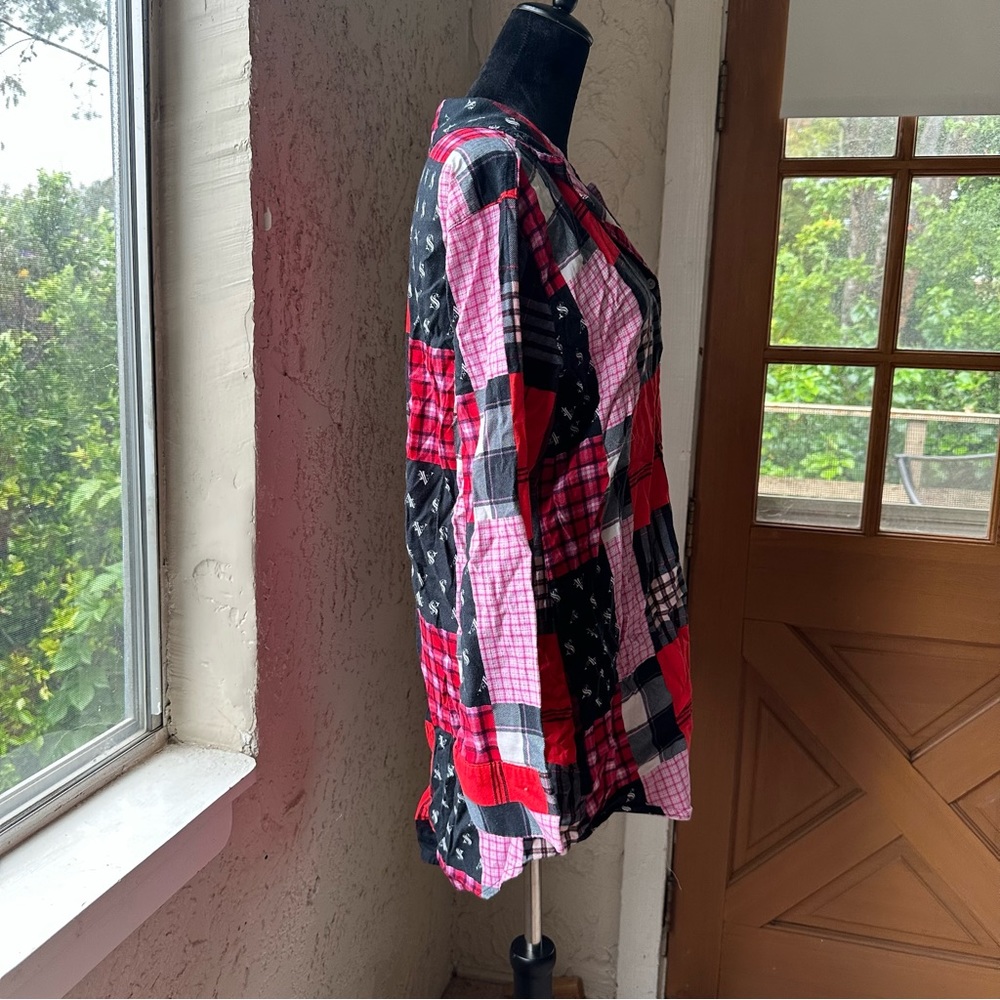 Victorias Secret Vs Patchwork Button Down Long Sl… - image 6